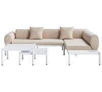 Beliani Garden Corner Sofa With Table 5 Seater Rasiglia Metal Left Hand Beige