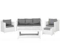 Beliani 6 Seater Pe Rattan Garden Sofa Set White Roma