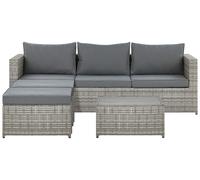 Beliani Garden Corner Sofa With Table 5 Seater Sabbia Modular Pe Rattan Light Grey Left Hand