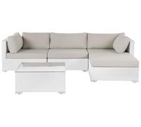 Lounge Set SANO PE Rattan Light Beige White Left Hand 4 Seater
