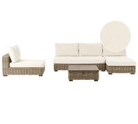 Garden Lounge Set with Table 4 Seater VARALLO Modular Rattan Grey Left Hand