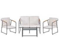 Garden Lounge Set with Table 4 Seater VEZZANA Metal Light Beige