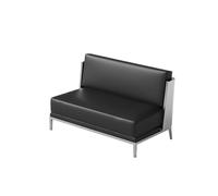 Lounge Set with Accent Chair and Modular Sofa, Brushed Stainless Steel and Metallic Side Table for Coffee Shops and Bars, Minimalist Bistro Furniture