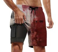 Lounge Shorts Men - Men'S Casual Shorts With Bloody Print Double Layer Design For And Festive Outfits Year Round Comfort Lightweight Breathable Fabric (Watermelon Red2 Xxxl)