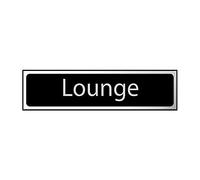 Lounge Sign - Self-Adhesive PVC - Black and Chrome Effect - 200mm x 50mm