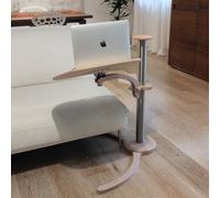 Lounge-tek Laptop Stand - Adjustable Wooden LapDesk with Mouse Pad & Decorative Shelf, Height Adjustable, Full Rotation, Tilt Up to 35 Degrees, Compatible with Chaise Longue