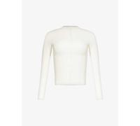 Lounge Underwear Womens Off White Essential Logo-embroidered Slim-fit Stretch-woven Top L