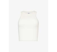 Lounge Underwear Womens Off White Essential Logo-embroidered Stretch-cotton Top Xs