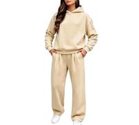 Lounge Wear Sets for Women Uk Airport Two Piece Travel Outfits | Comfy Tracksuit Full Set, Loose Fit Fall Winter Hooded Tops, Wide Leg Palazzo Pants, Matching Sets Women Clothing