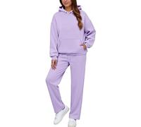 Lounge Wear Sets for Women UK Co Ord Sets Two Piece Airport Travel Outfits Tracksuit Womens Full Set Gym Workout Activewear 2 Piece Hoodie and Wide Leg Sweatpants