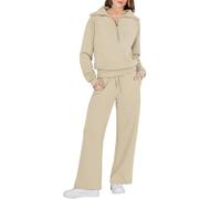 Lounge Wear Sets For Women Uk Tracksuit Full Set 2 Piece Comfort Long Sleeve Activewear Zip Sweatshirt Tops Trousers Drawstring Sweatpants Autumn Winter Clothing Outfits (Yellow,S)