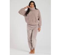 Loungeable Borg Removeable Snood Jumper & Luxury Fleece Jogger Lounge Set In Pink Pink S
