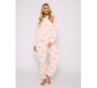 Loungeable Bow Sherpa Onesie In Pink Pink XL