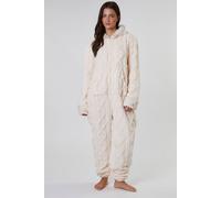 Loungeable Cable Cut Sherpa With Faux Fur Trim All In One In Cream Cream