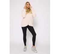 Loungeable Cosy Borg Fleece Hooded Lounge Cardigan In Cream Cream