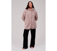 Loungeable Cosy Borg Fleece Hooded Lounge Cardigan In Pink Pink