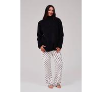Loungeable Cosy Borg Fleece Quarter Zip Lounge Jumper In Black Black
