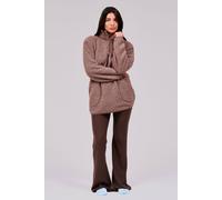 Loungeable Cosy Borg Fleece Quarter Zip Lounge Jumper In Brown Brown