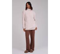 Loungeable Cosy Borg Fleece Quarter Zip Lounge Jumper In Cream Cream