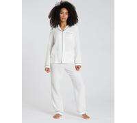 Loungeable Cotton Crinkle Traditional Trouser Long Sleeve Set In White White XL
