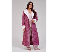 Loungeable Geometric Luxury Fleece Hooded Maxi Robe In Purple Purple