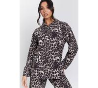 Loungeable Leopard Zip Top And Wide Leg Trouser Set Multi S