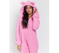 Loungeable Sherpa Xl Ears Teddy All In One In Dark Pink Dark Pink L