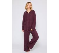 Loungeable Soft Knit 1/4 Zip Top And Trouser Lounge Set In Purple Purple
