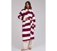 Loungeable Stripe Cosy Borg Fleece Midi Shawl Dressing Gown Multi