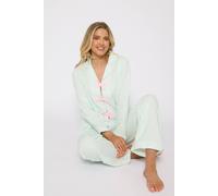 Loungeable Striped Cotton Pyjama With Bows In Mint Mint