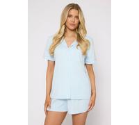 Loungeable Super Soft Jersey Rib Traditional Short Sleeve Set In Blue Blue XL