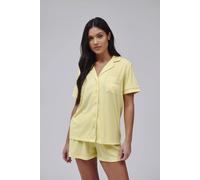 Loungeable Super Soft Jersey Rib Traditional Short Sleeve Set In Yellow Yellow