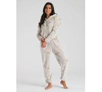 Loungeable Teddy Bear Luxury Fleece All In One In Taupe Taupe L