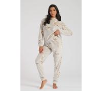 Loungeable Teddy Bear Luxury Fleece Hooded Ears Twosie In Taupe Taupe L