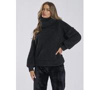 Borg Removeable Snood Jumper & Luxury Fleece Jogger Lounge Set Loungeable Black L