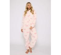 Loungeable Women's Bow Sherpa Onesie in Pink | Size: XL Loungeable Pink XL