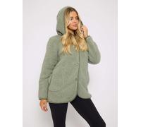 Loungeable Women's Cosy Borg Fleece Hooded Lounge Cardigan in Green | Size: Large Loungeable Green L