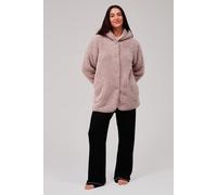 Loungeable Women's Cosy Borg Fleece Hooded Lounge Cardigan in Pink | Size: Large Loungeable Pink L