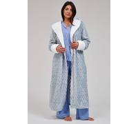 Loungeable Women's Geometric Luxury Fleece Hooded Maxi Robe in Blue | Size: Medium Loungeable Blue M