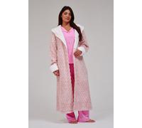 Loungeable Women's Geometric Luxury Fleece Hooded Maxi Robe in Pink | Size: Medium Loungeable Pink M