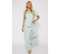 Loungeable Women's I Love You So Matcha Printed Short Sleeve Pyjamas in Green | Size: Medium Loungeable Green M