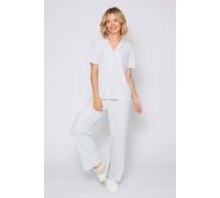 Loungeable Women's Luxury Brushed Rib Short Sleeve Traditional Set in Grey | Size: Large Loungeable Grey L