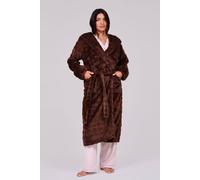 Loungeable Women's Luxury Bubble Fleece Midi Hooded Dressing Gown in Brown | Size: Medium Loungeable Brown M