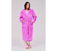 Loungeable Women's Luxury Bubble Fleece Midi Hooded Dressing Gown in Pink | Size: XL Loungeable Pink XL