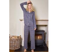Loungeable Women's Marl Brushed Knit Rib Traditional Pyjama Set in Grey | Size: XS Loungeable Grey XS