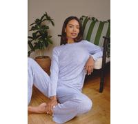 Loungeable Women's Marl Brushed Rib Long Sleeve Top & Trouser Set in Blue | Size: Small Loungeable Blue S