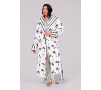 Loungeable Women's Martini Bow Luxury Fleece Midi Hooded Dressing Gown | Size: Large Loungeable Multicolor L