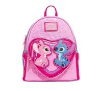Loungefly Backpacks Disney Lilo and Stitch Angel and Stitch Debossed Hearts Mini Backpack Purple