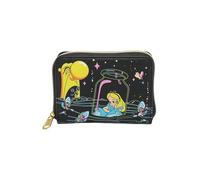 Loungefly Disney Alice In Wonderland Glow-In-The-Dark Characters Mini Zipper Wallet BLACK NONE, Black, One Size
