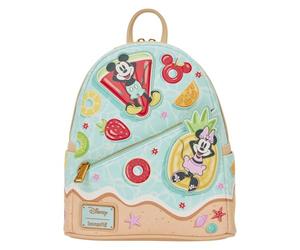 Loungefly Disney: Mickey and Minnie - Adjustable Shoulder Straps - Beach Fun Mini Backpack - Great for Kids and Adults - Collectible Bags